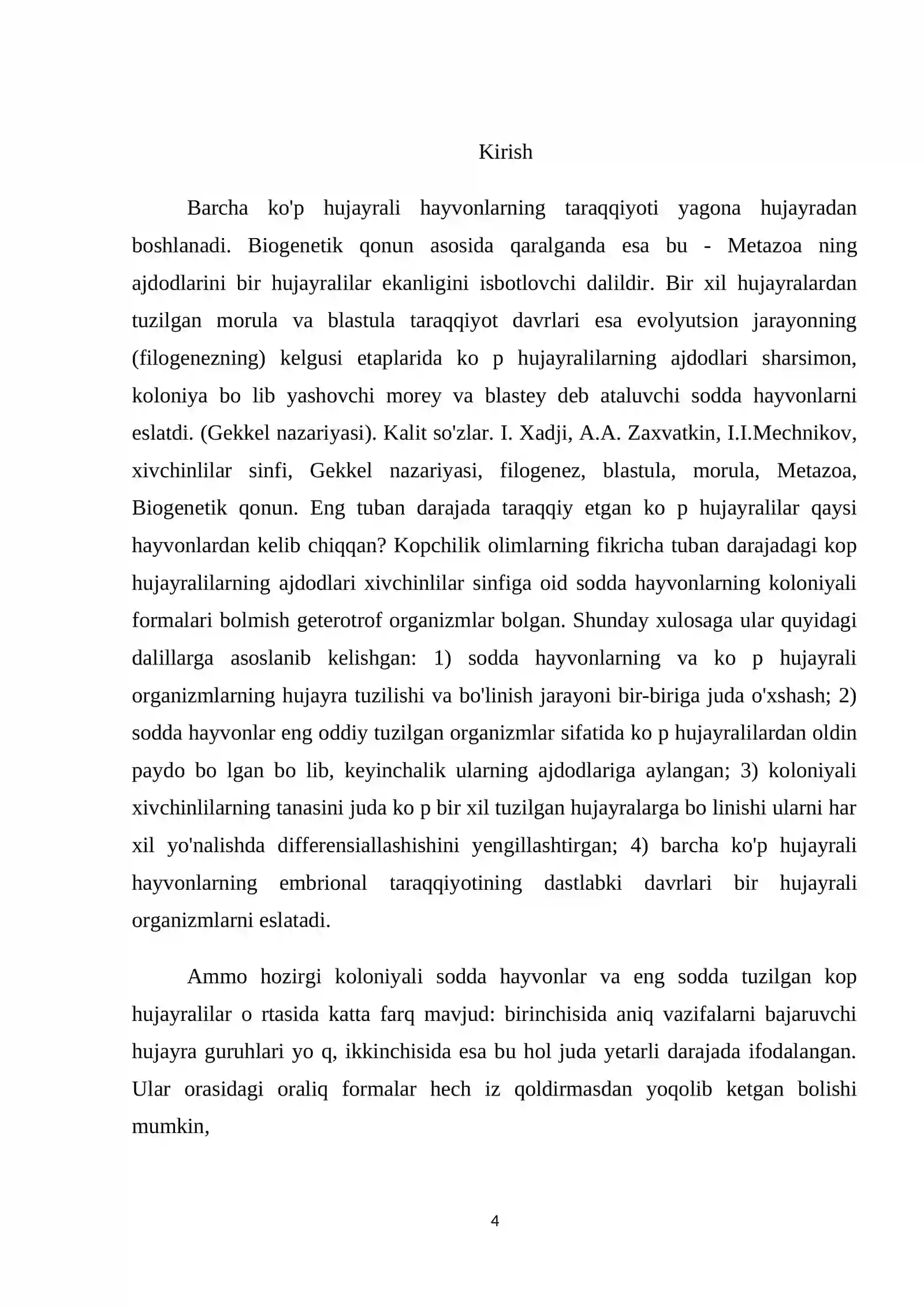 Ko'p hujayralilarning kelib chiqish nazariyasi 4