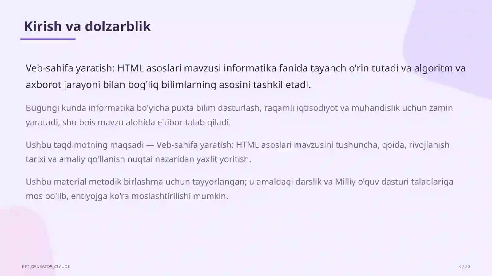 Veb-sahifa yaratish: HTML asoslari (9-sinf) 4