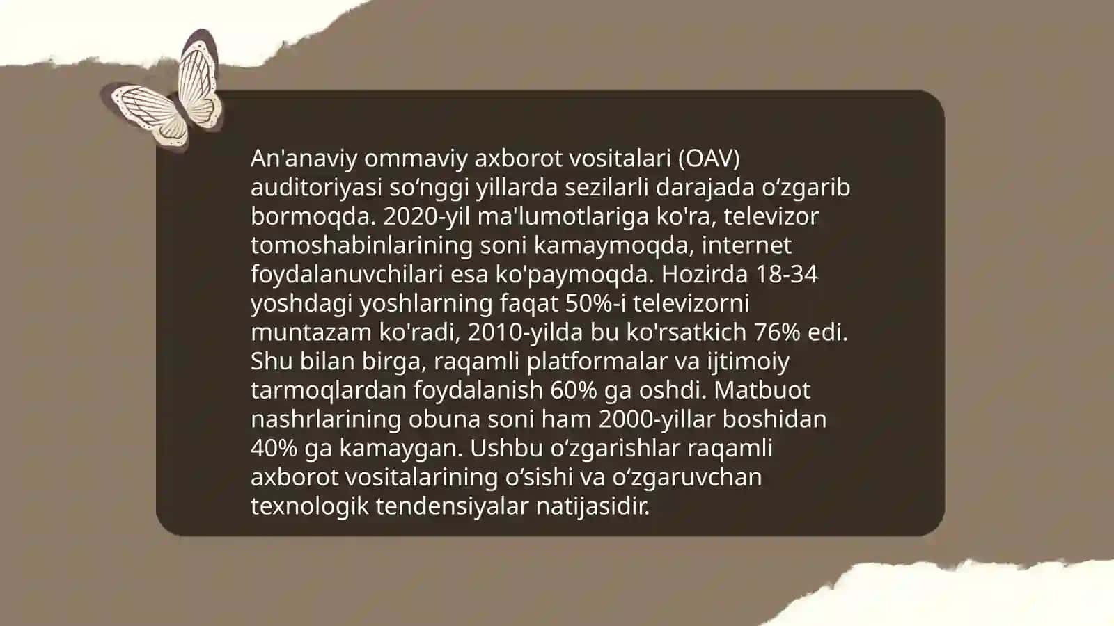 An‘anaviy Ommaviy Axborot Vositalari o‘rnini ijtimoiy tarmoqlar egallashi 4