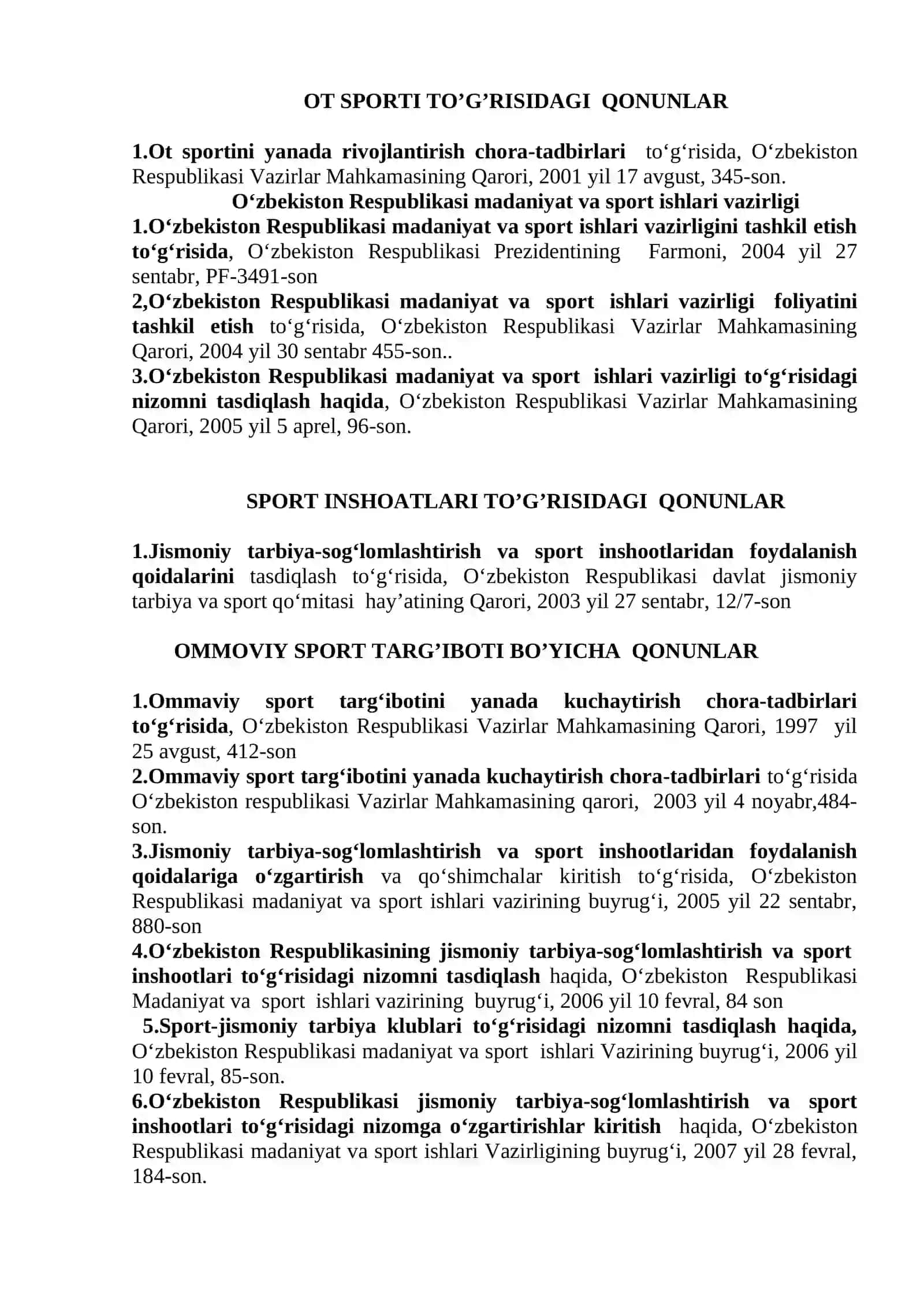 Jismoniy Tarbiya Va Sport To’g’risidagi Qonunlar 4