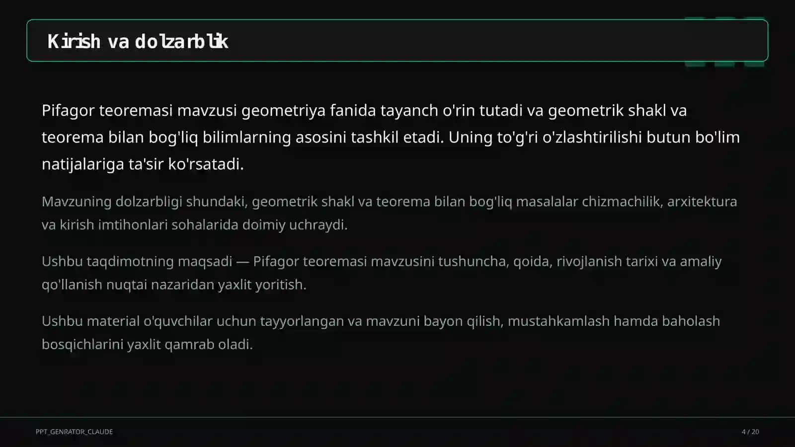 Pifagor teoremasi (8-sinf) 4
