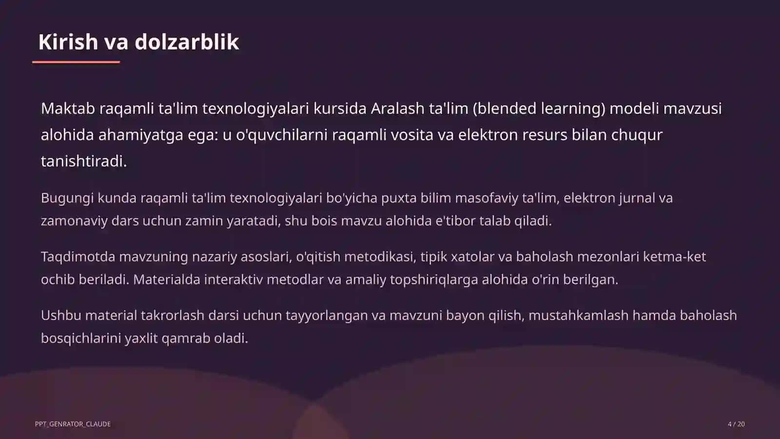 Aralash ta'lim (blended learning) modeli 4