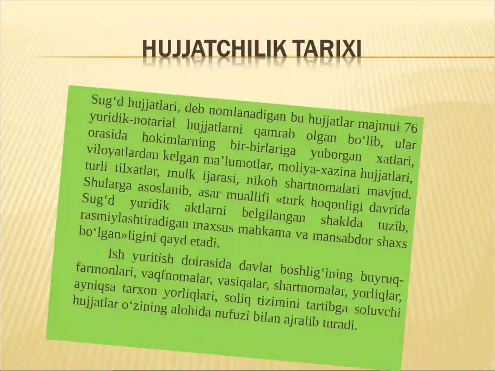 Hujjatchilik tarixi. O`zbekiston Respublikasida hujjatchilik takomillashuvi 4