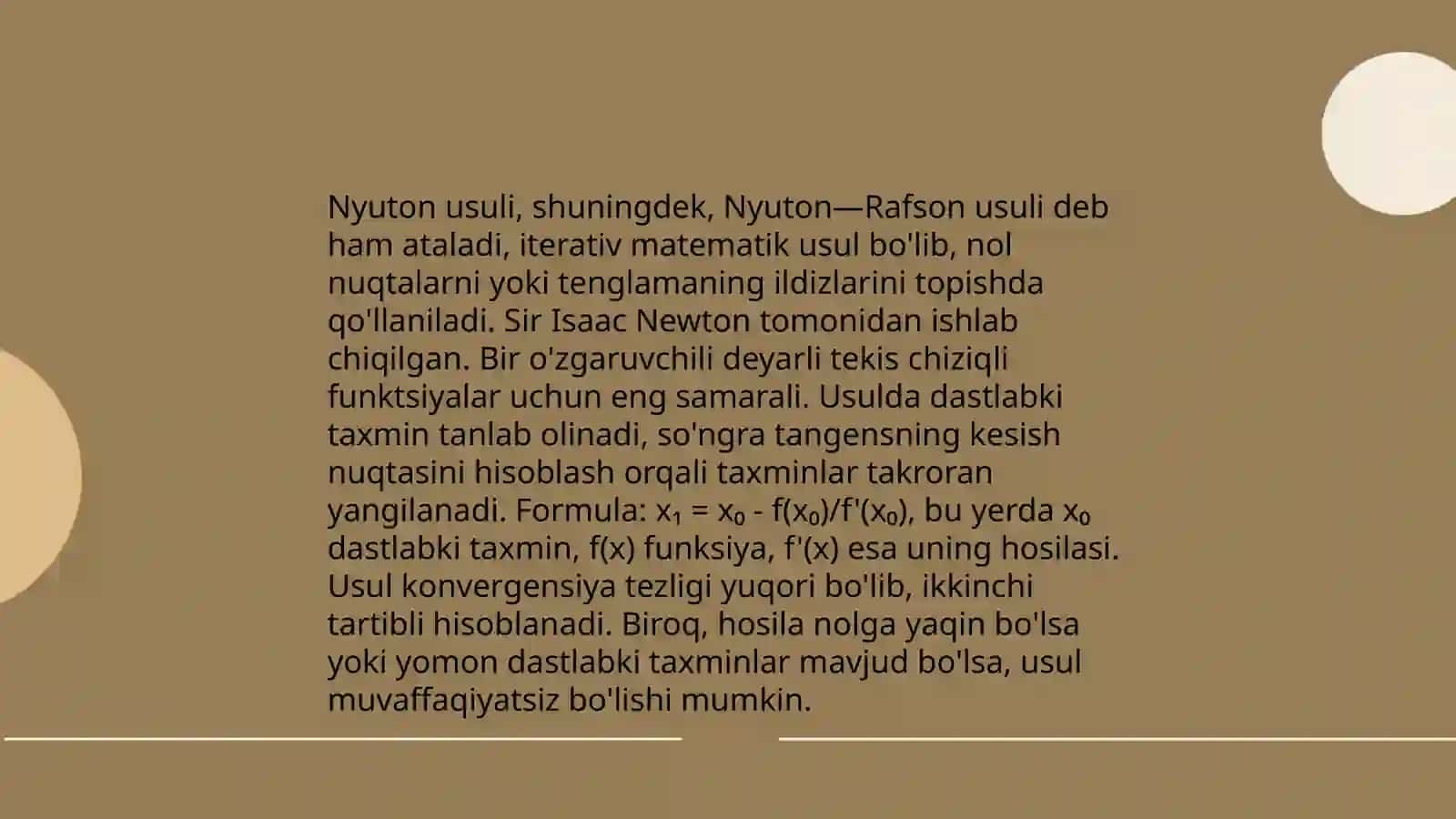 Tenglamar sistemasi uchun Nyuton metod 4