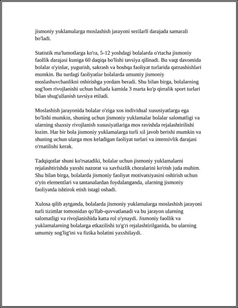 BOLALARDA JISMONIY YUKLAMALARGA MOSLASHISH VA FUNKSIONAL SISTEMALARNING ZAHIRALARI 4