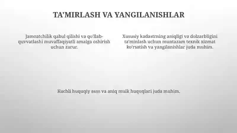 Xususiy kadastrni joriy qilish mezonlari 4