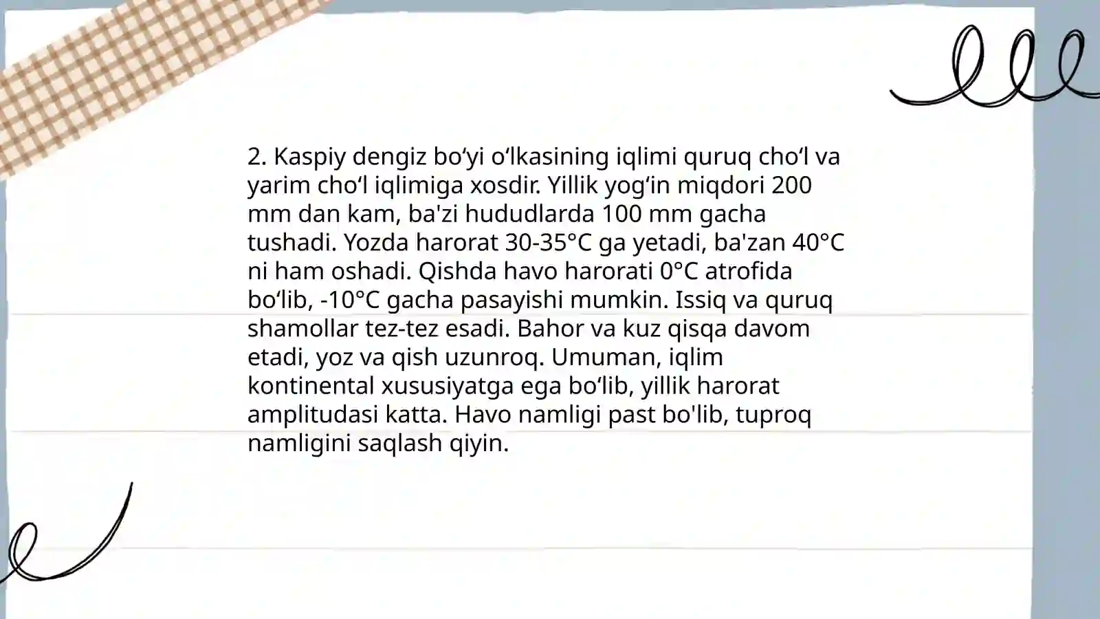 Kaspiy dengizi boʻyi okrugiga tabiiy geografik tavsif 4