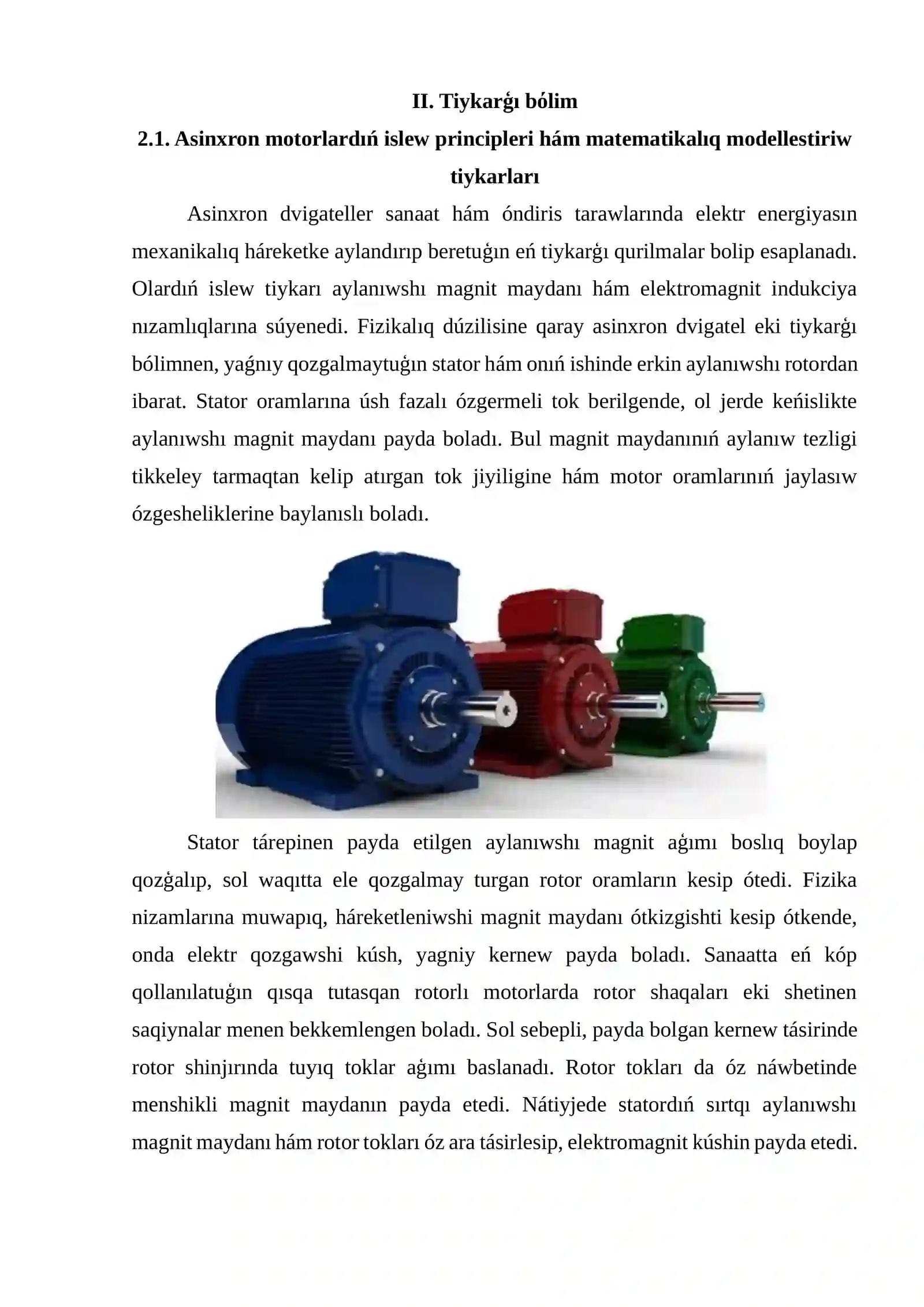 Asinxron elektr júrgiziwlerdiń avtomatikalıq basqarıw sistemaların modellestiriw 4