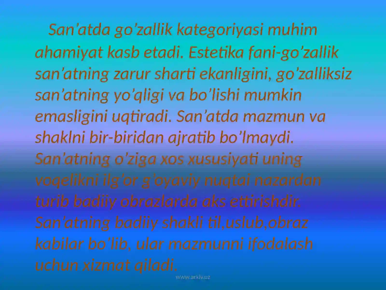San'at estetikaning tadqiqot ob'yekti 4