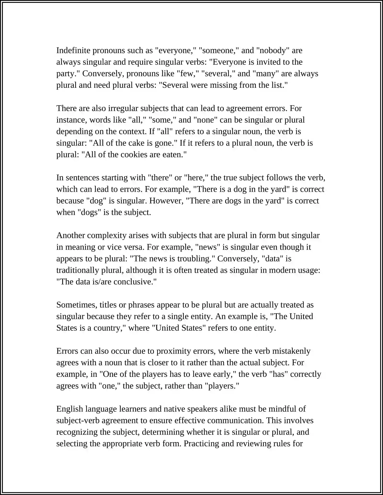 SUBJECT-VERB AGREEMENT ERRORS 4