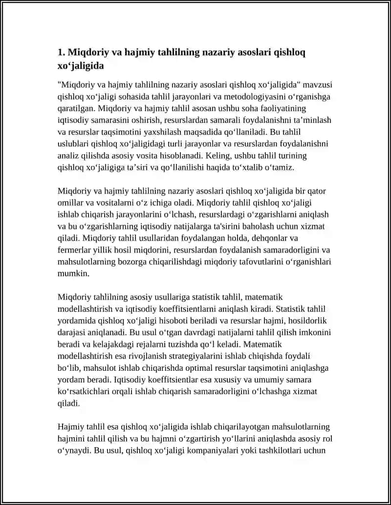 MIQDORIY VA HAJMIY TAHLILNING USLUBLARI QISHLOQ XOʻJALIGIDA QOʻLLANISHI 4