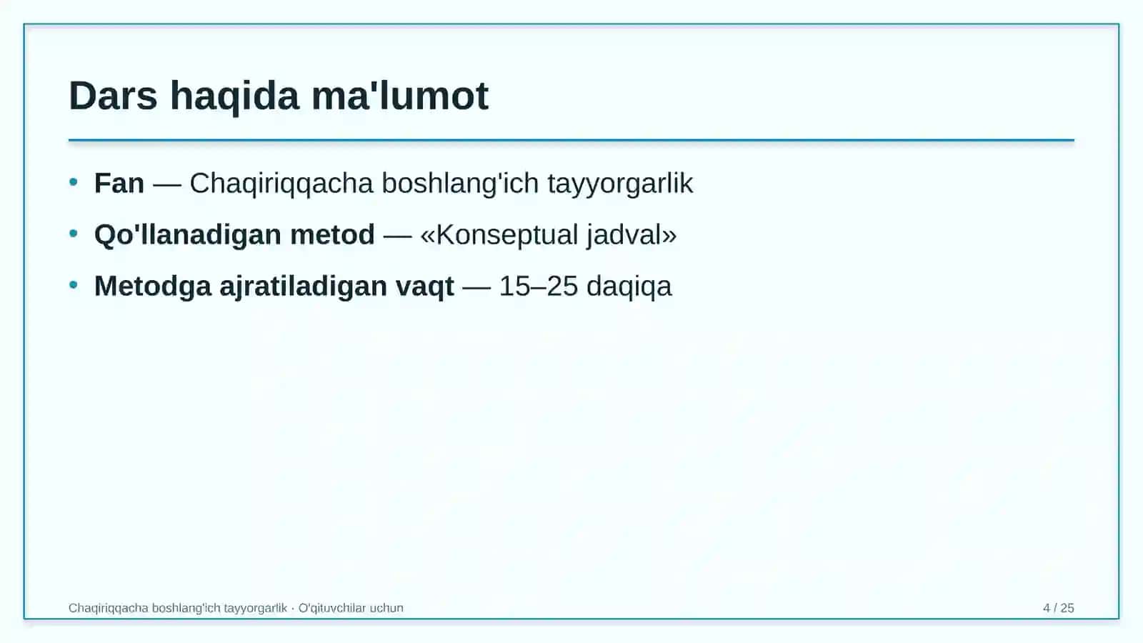 chaqiriqqacha boshlang'ich tayyorgarlik darslarida konseptual jadval metodidan foydalanish 8097 4