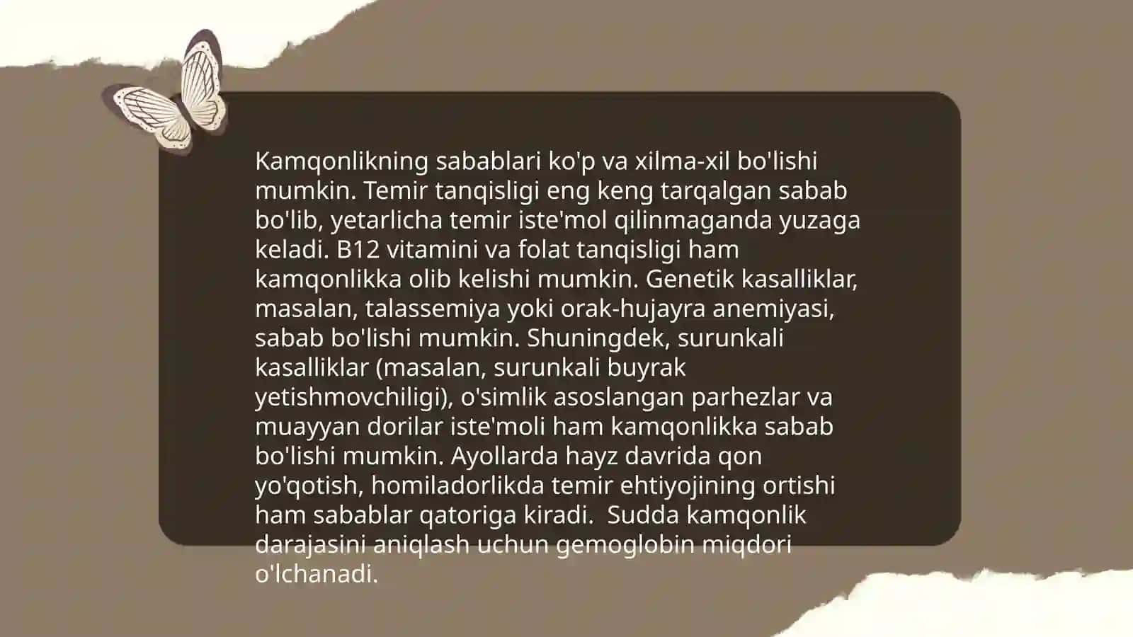 Kamqonlik. Gemostaz. Qon guruhlari. Rezus faktor. Qon quyish asoslari 4