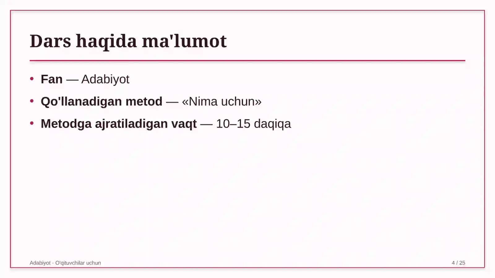 adabiyot darslarida nima uchun metodidan foydalanish 5085 4