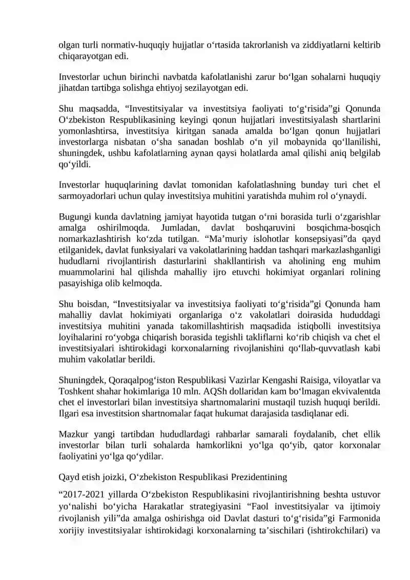 Mamlakatimizda biznesni investisiyalashning ustuvor yo‘nalishlari. 4