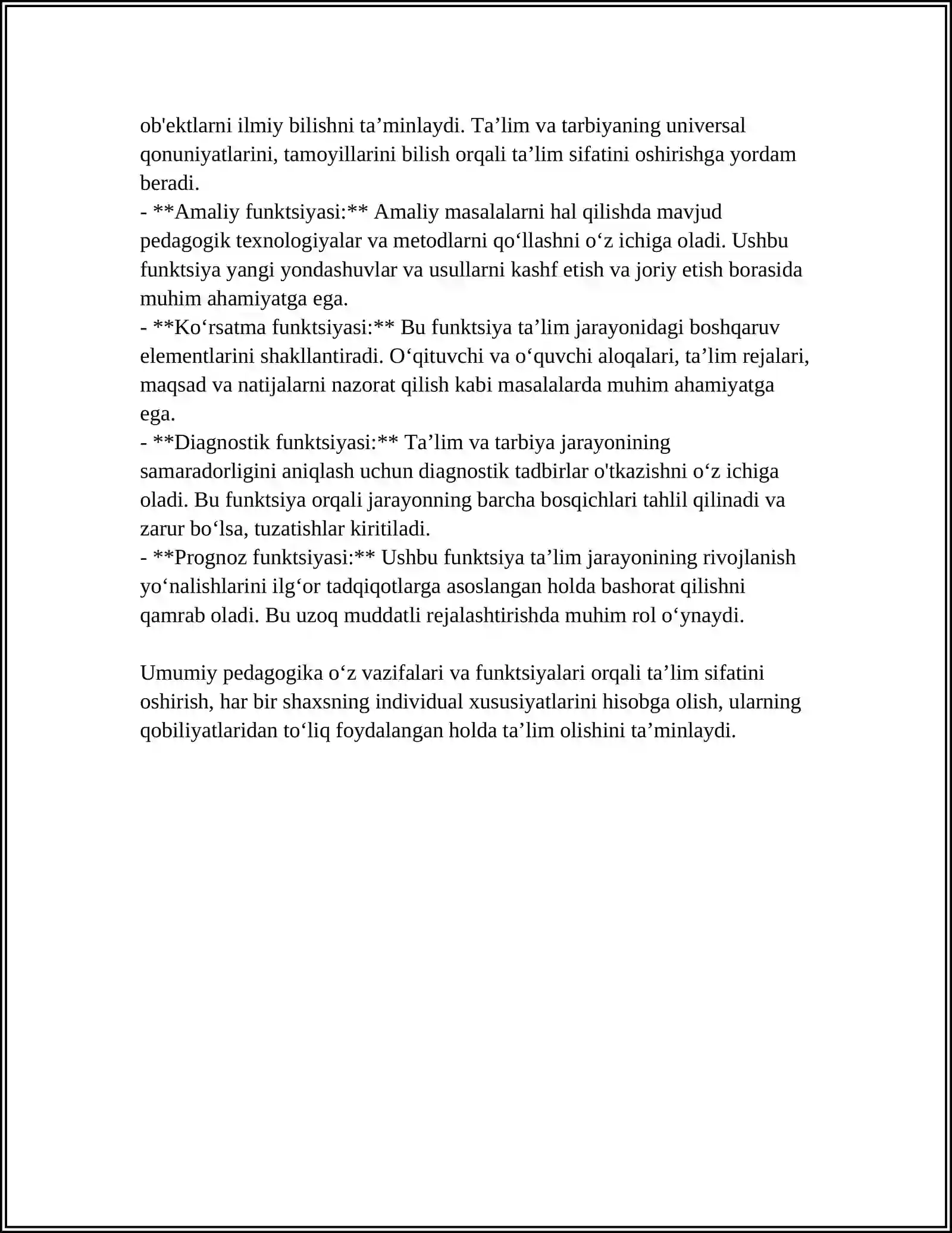 UMUMIY PEDAGOGIKA. TAʼLIM TARBIYA NAZARIYASI 4