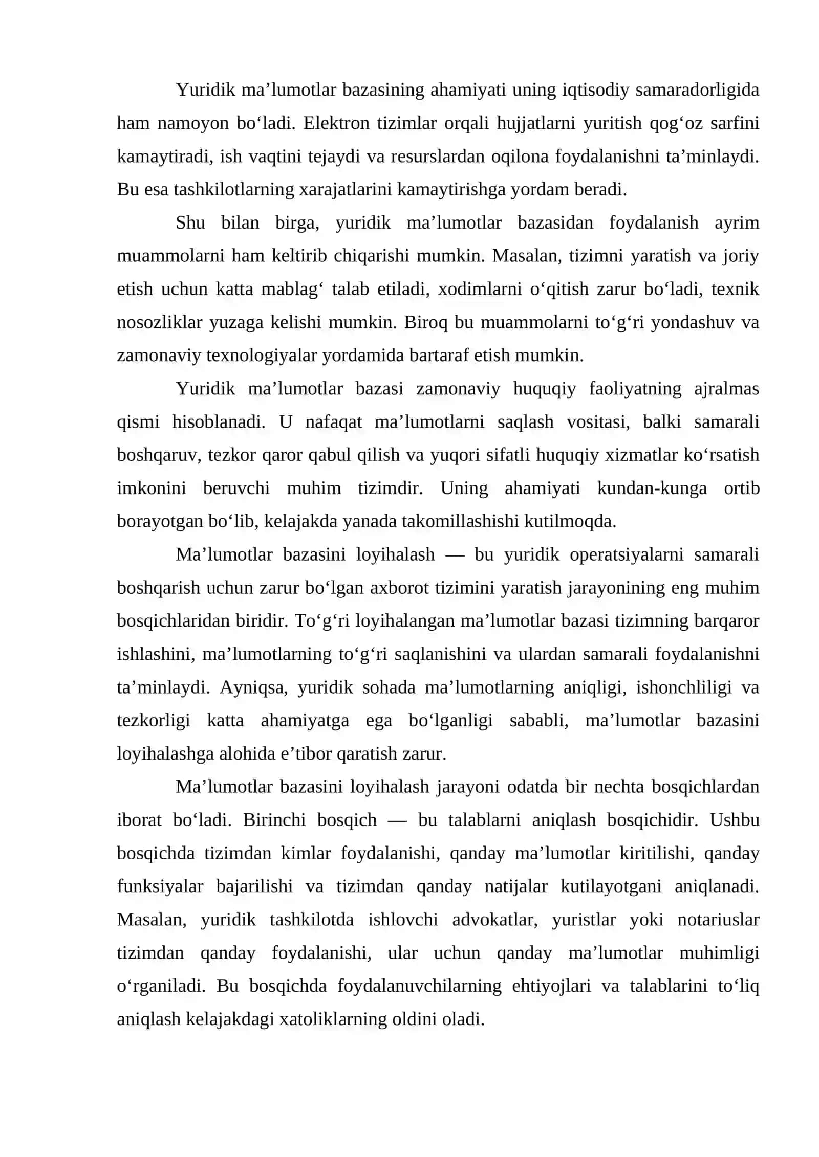 Yuridik operatsiyalar uchun ma'lumotlar bazasini yaratish 4