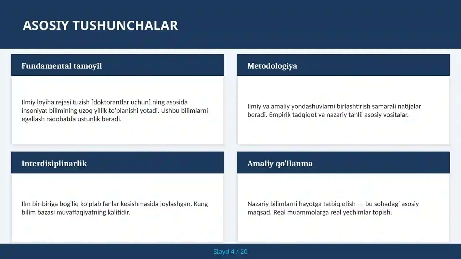 Ilmiy loyiha rejasi tuzish [doktorantlar uchun] 4