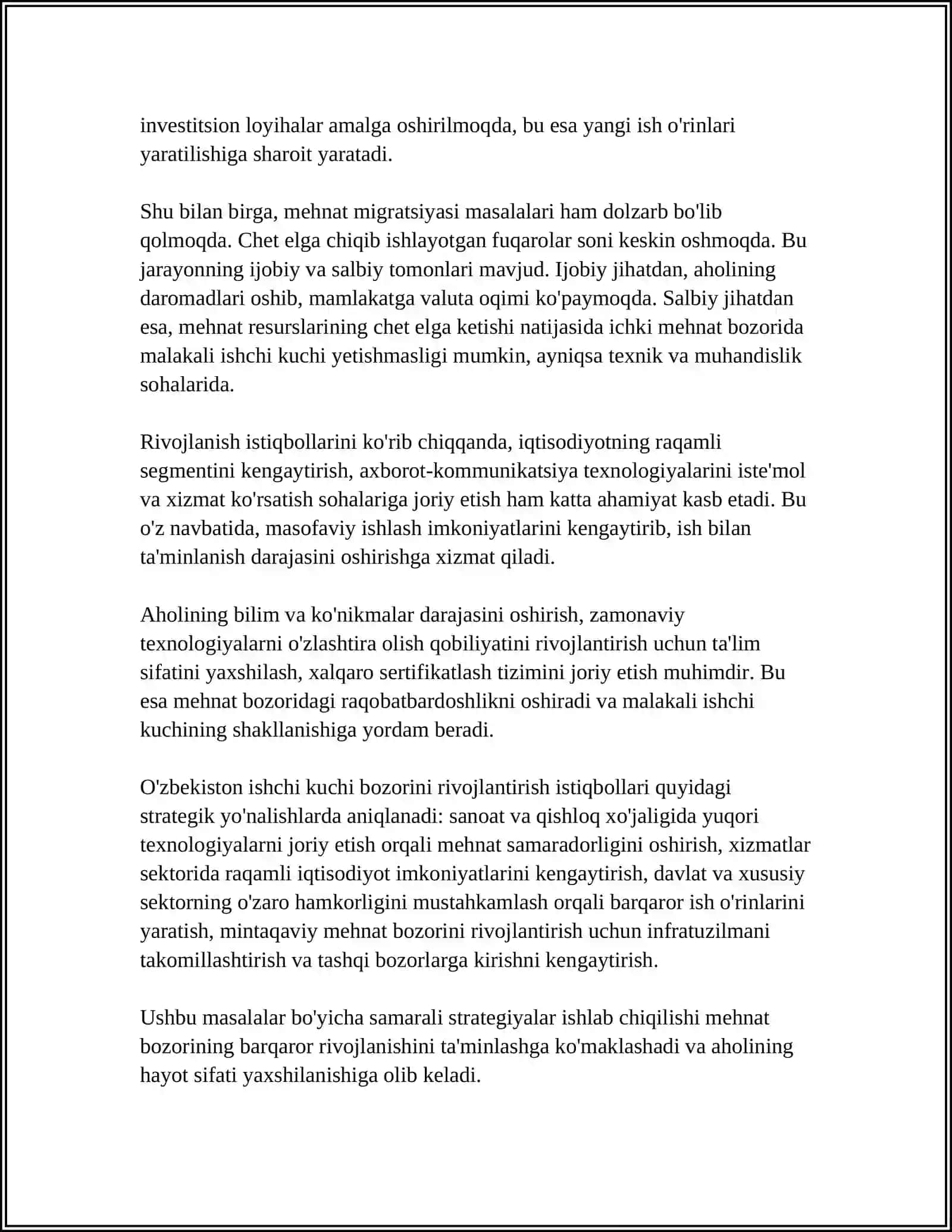 O‘ZBEKISTON ISHCHU KUCHI BOZORINI SHAKILLANTIRISH VA TARTIBGA SOLISH MUOMMOLARI 4