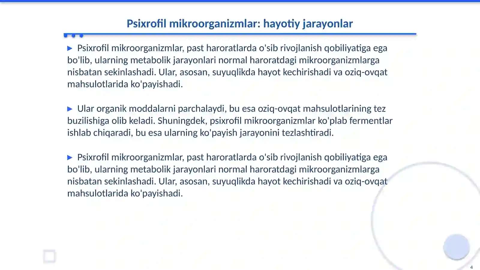 Psixrofil, mezofil va termofil mikroorganizmlar 4