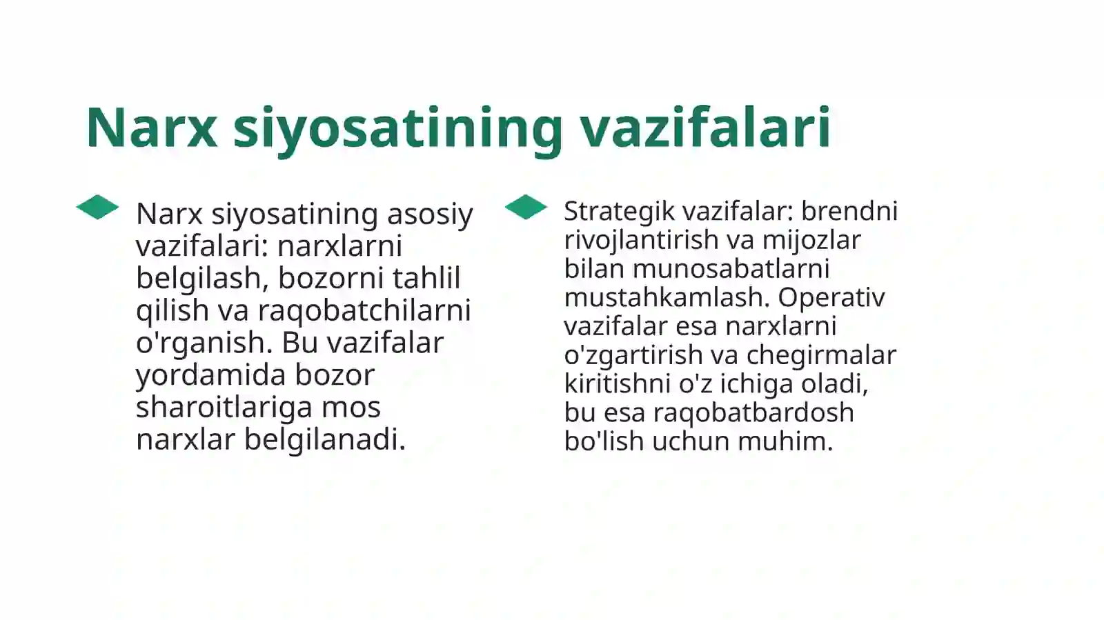 Raqobat sharoitida narx siyosati 4
