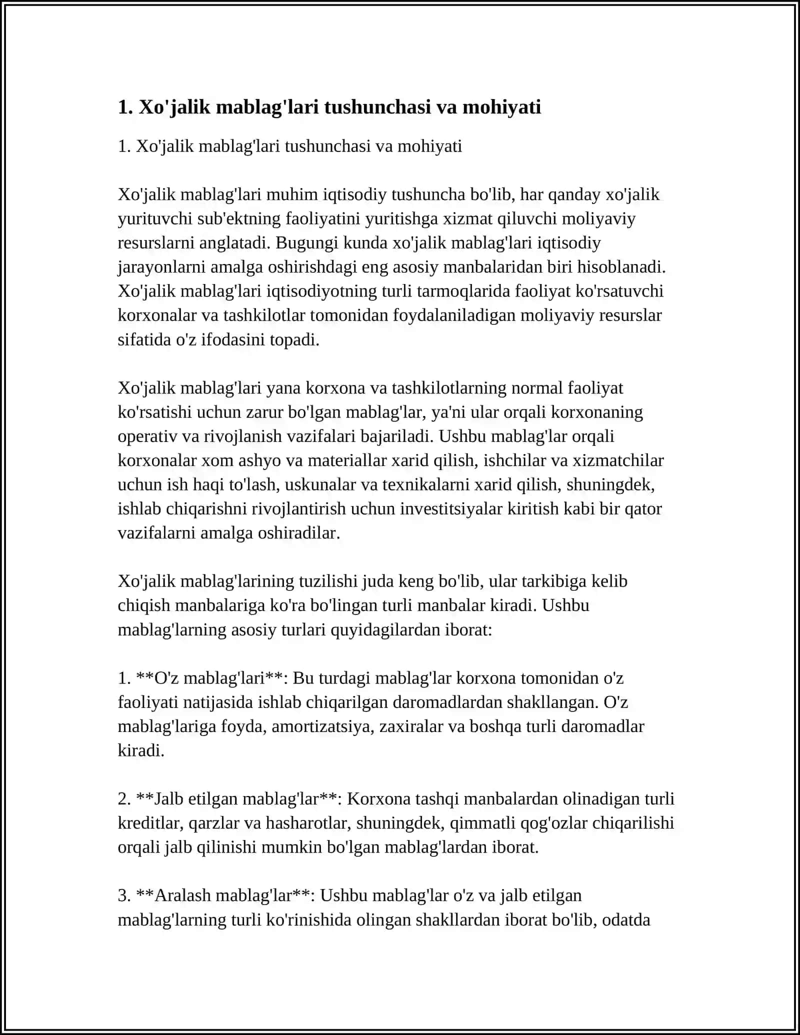 XO'JALIK MABLAGʻLARI VA ULARNING KELIB CHIQISH MANBALARI TASNIFI 4