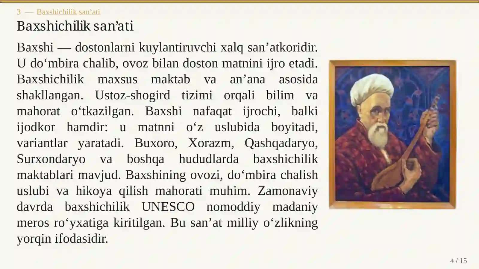 O‘ZBEK XALQ IJODIDA DOSTONCHILIK AN’ANALARI 4