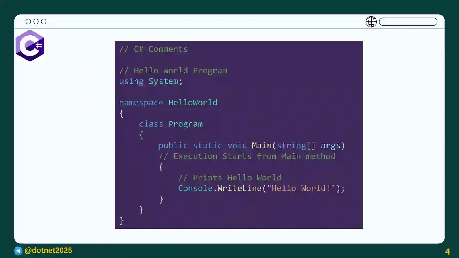 C# Programming Language Overview and Practice Environment Build 4