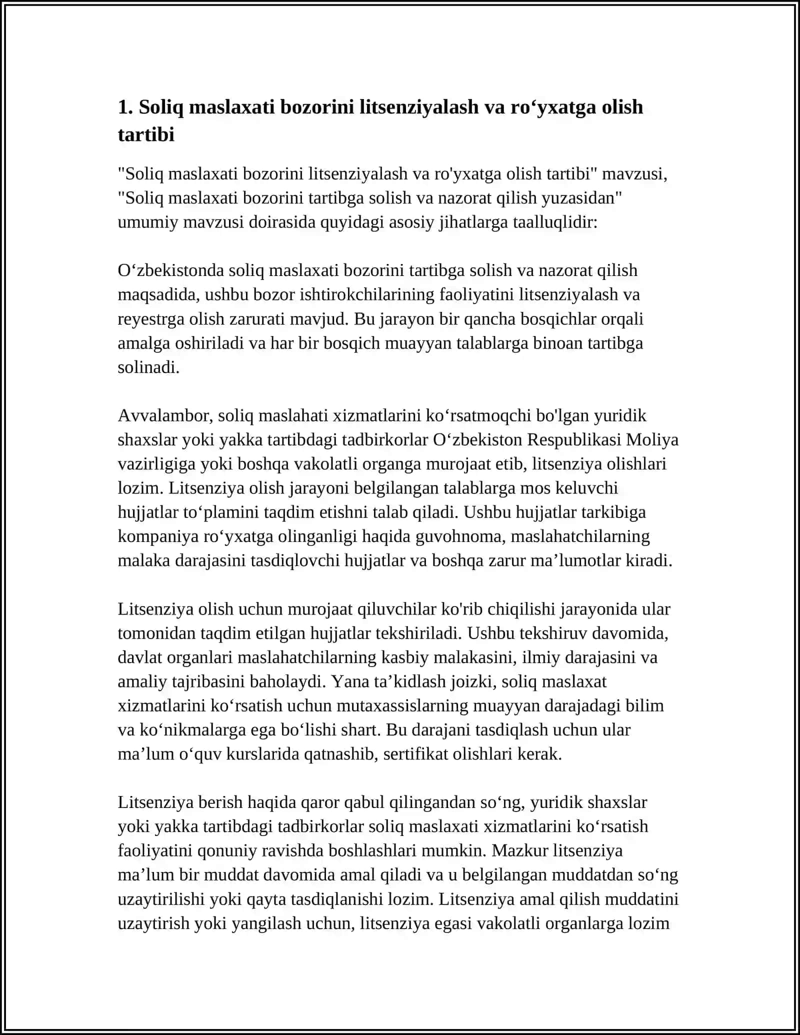SOLIQ MASLAXATI BOZORINI TARTIBGA SOLISH VA NAZORAT QILISH YUZASIDAN 4