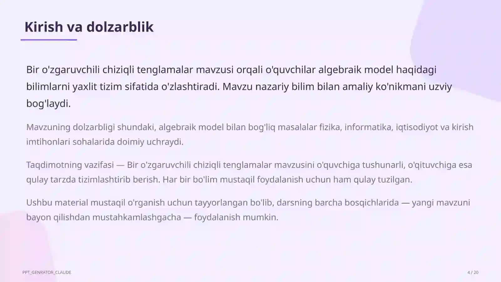 Algebra (7-sinf) 4
