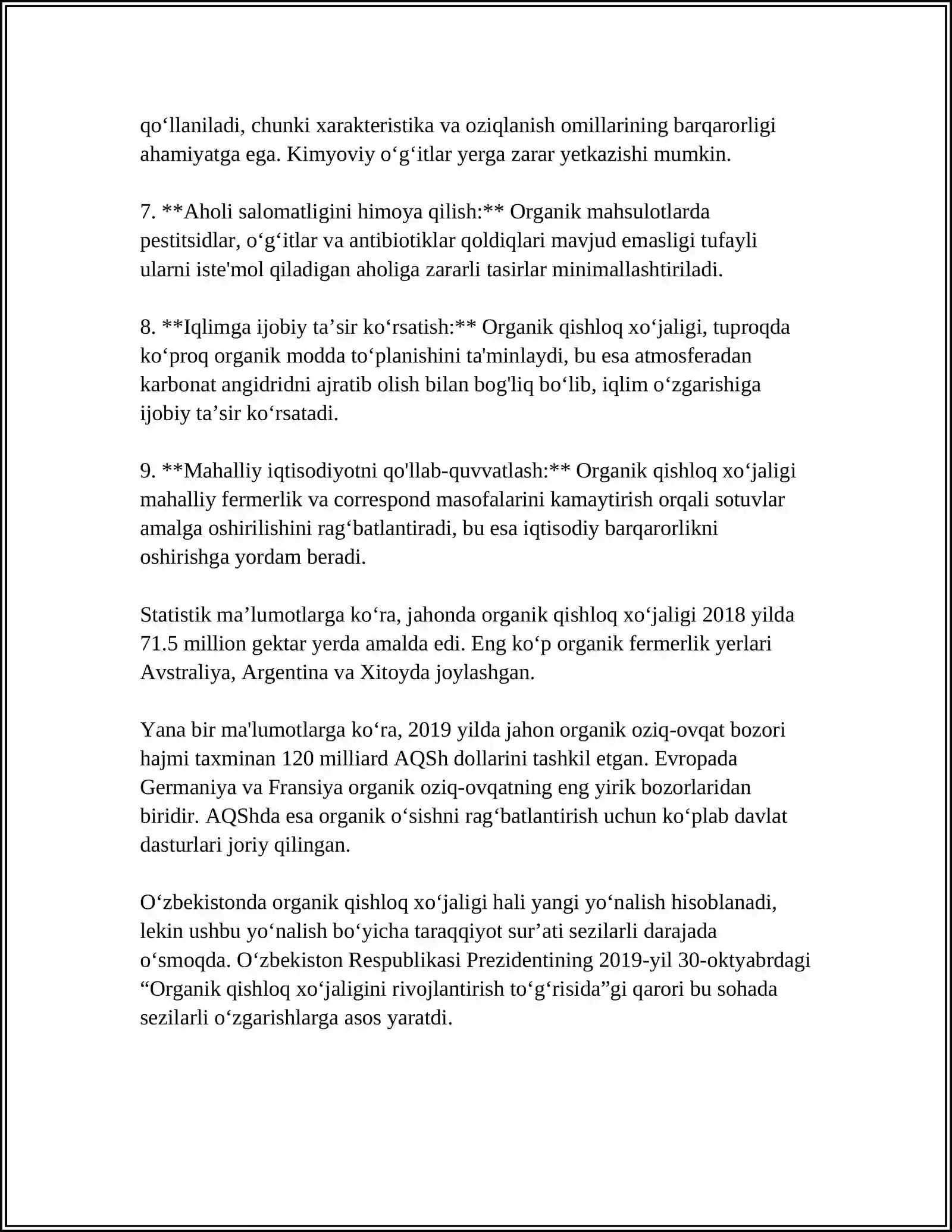 ORGANIK QISHLOQ XÖJALIGI MUOMOLARI THE 4