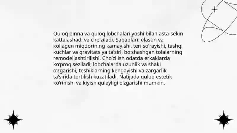 Inson tanasining yoshi bilan o'sishda davom etadigan qismlari 4