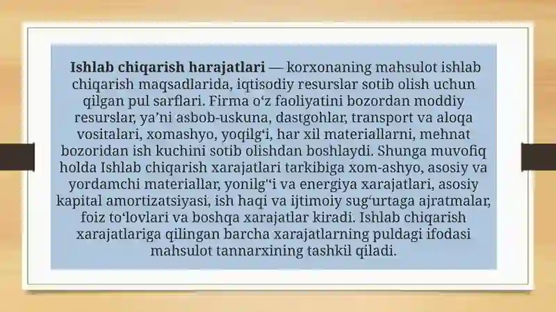 Ishlab chiqarish harajatlari 4