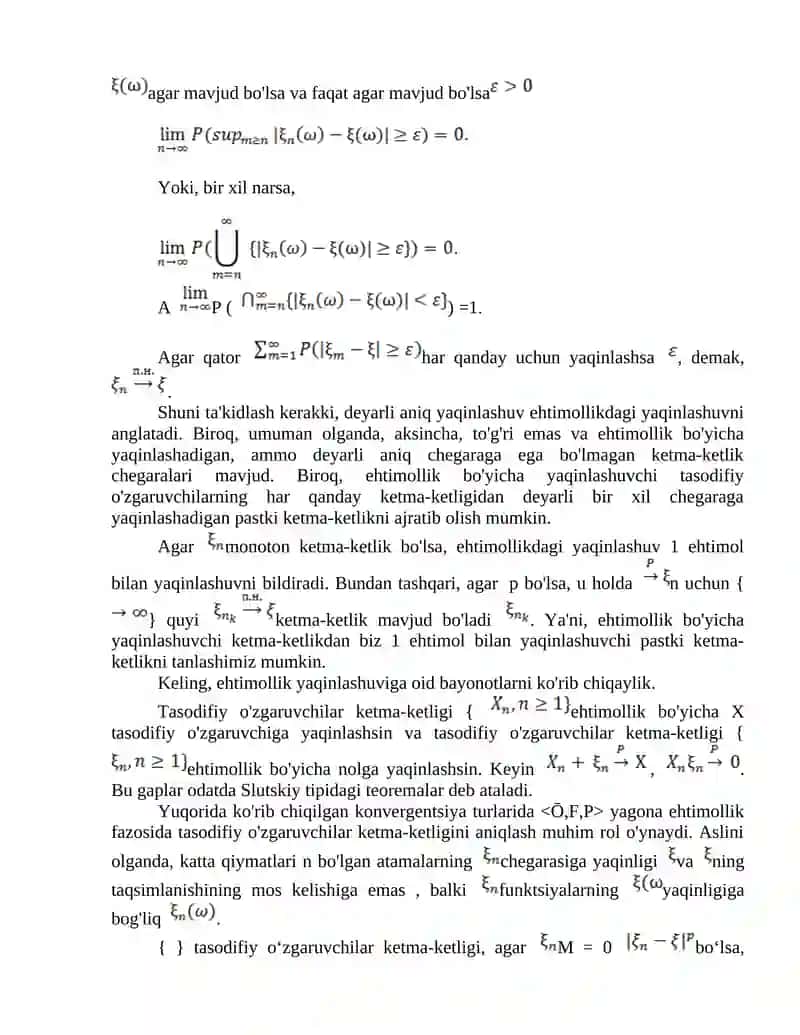 Bogʻliq boʻgʼliq boʻlmagan tasodifiy miqdorlar ketma ketligi uchun markaziy limit teoremasi 4