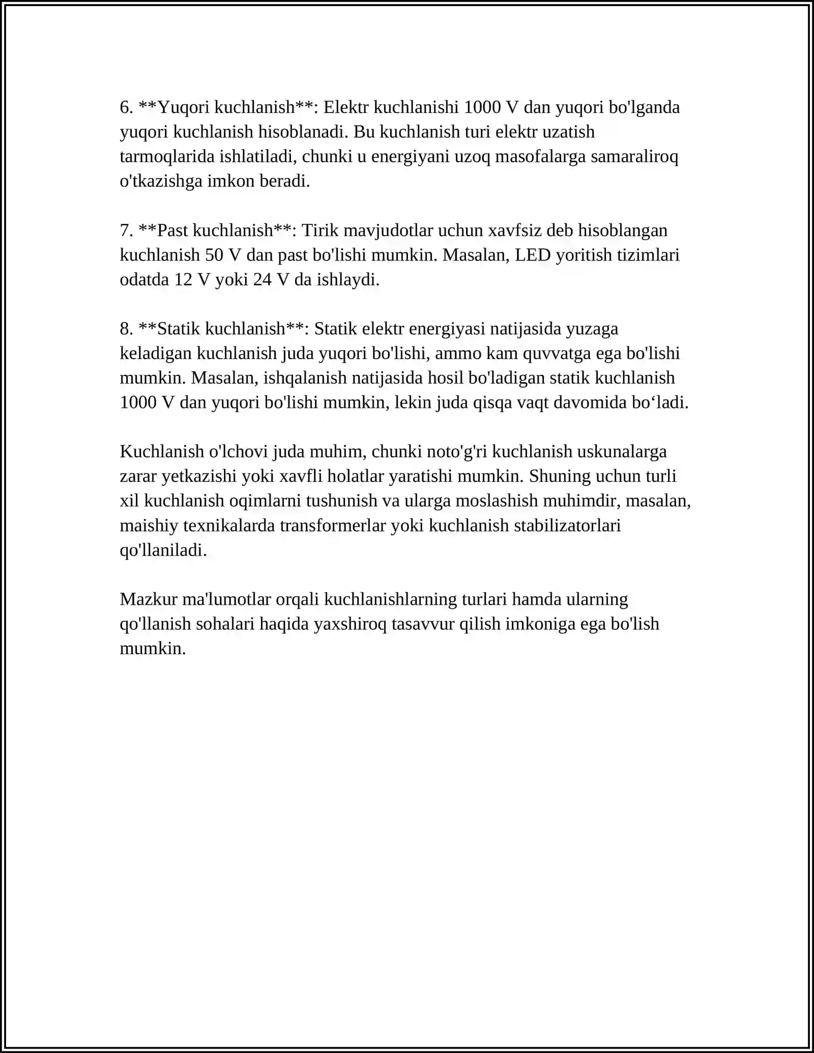 MUSTAQIL ISH Mavzu: KUCHLANISHLAR 4