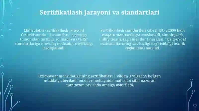 Oziq ovqat mahsulotlarini sertifikatlashtirish 4