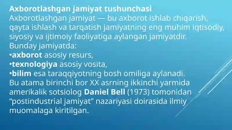 Axborotlashgan jamiyat va uning istiqbollari 4