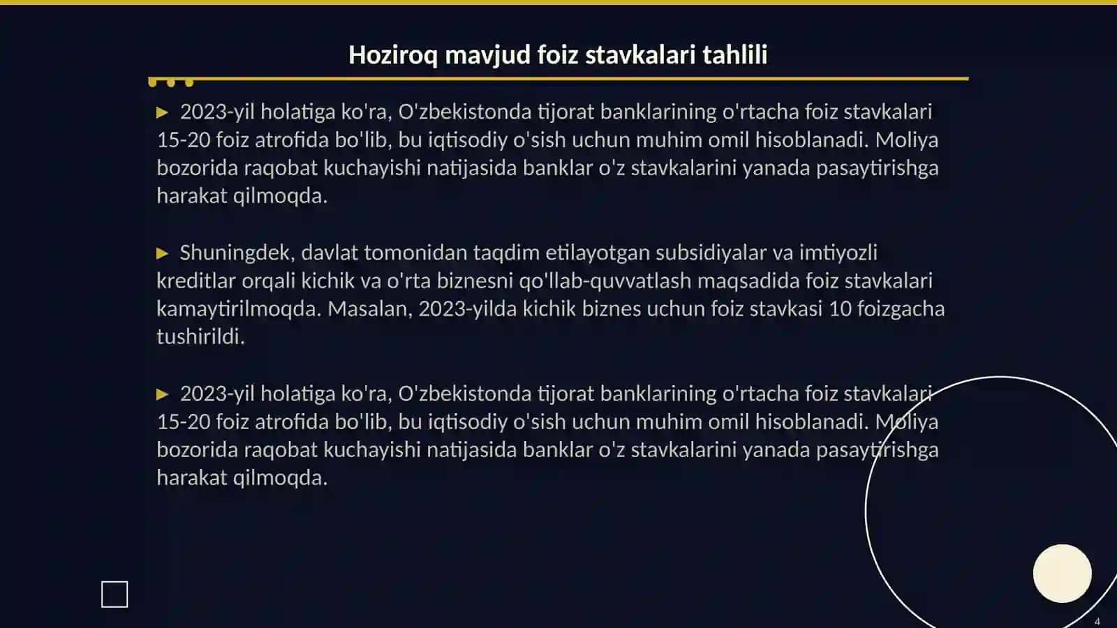 Oʻzbekistonda foiz stavkalari tahlili va zamonaviy yondashuvlar 4