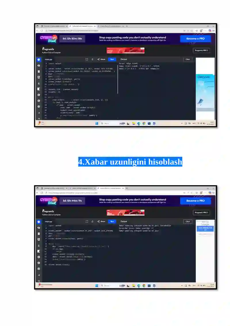 Oddiy Client-Server xabar almashuvi 4