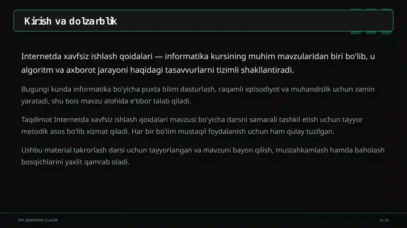 Internetda xavfsiz ishlash qoidalari (5-sinf) 4