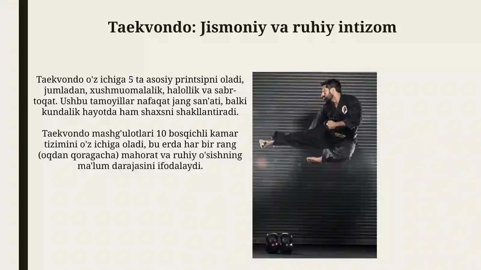 Taekvondochini psixik ustunligi va tayyorgarligiga tushuncha.Psixiktayyorgarlikdinamikasi 4