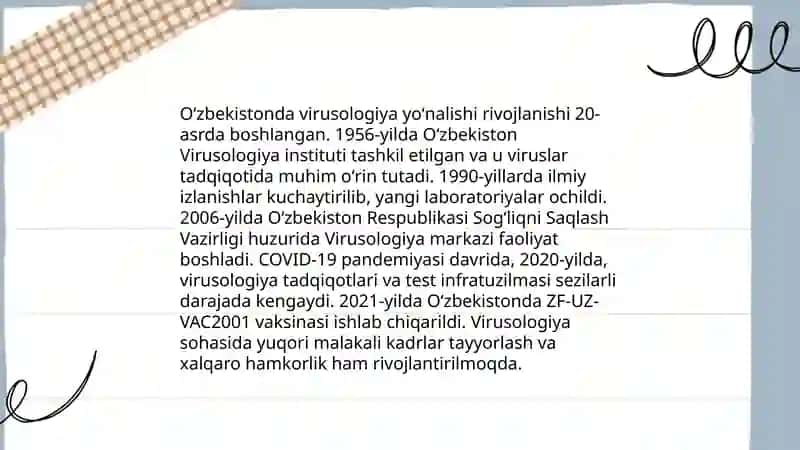 O'zbekistonda mikrobiologiya, virusologiya, immunologiya fanini tarixi va uning xissa qo'shgan olimlar 4