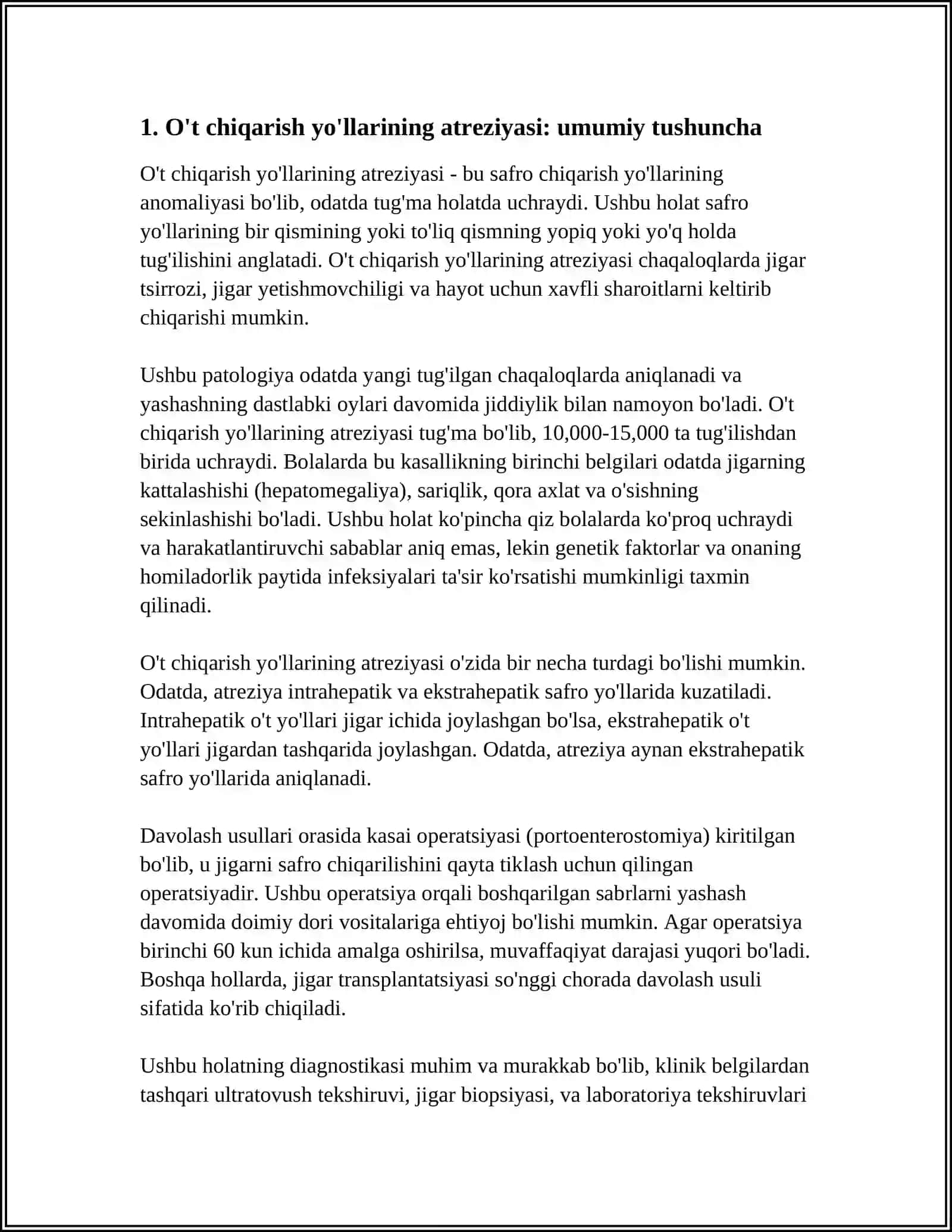 O't chiqarish yollari atreziyalarida operatsiyalar. Pankreatitlarni xirurgik davolash usullari 4