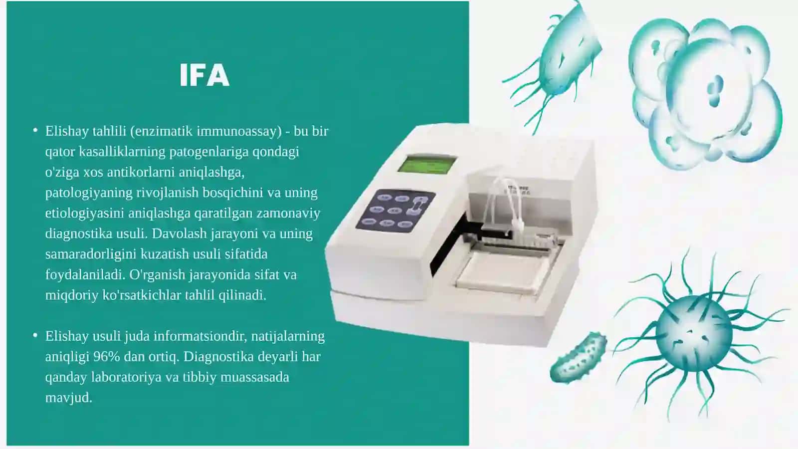 IFA, immunoblot, PZR, radioimmun reaksiyalarning yuqumli kasalliklar tashxisida qo`llanilishi, qo`yi 4