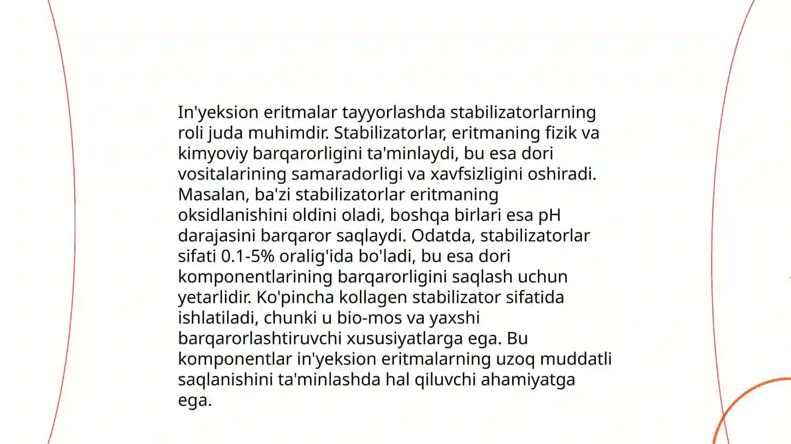 Stabilizator qo'shib tayyorlanadigan in'yeksion eritmalar tayyorlash 4