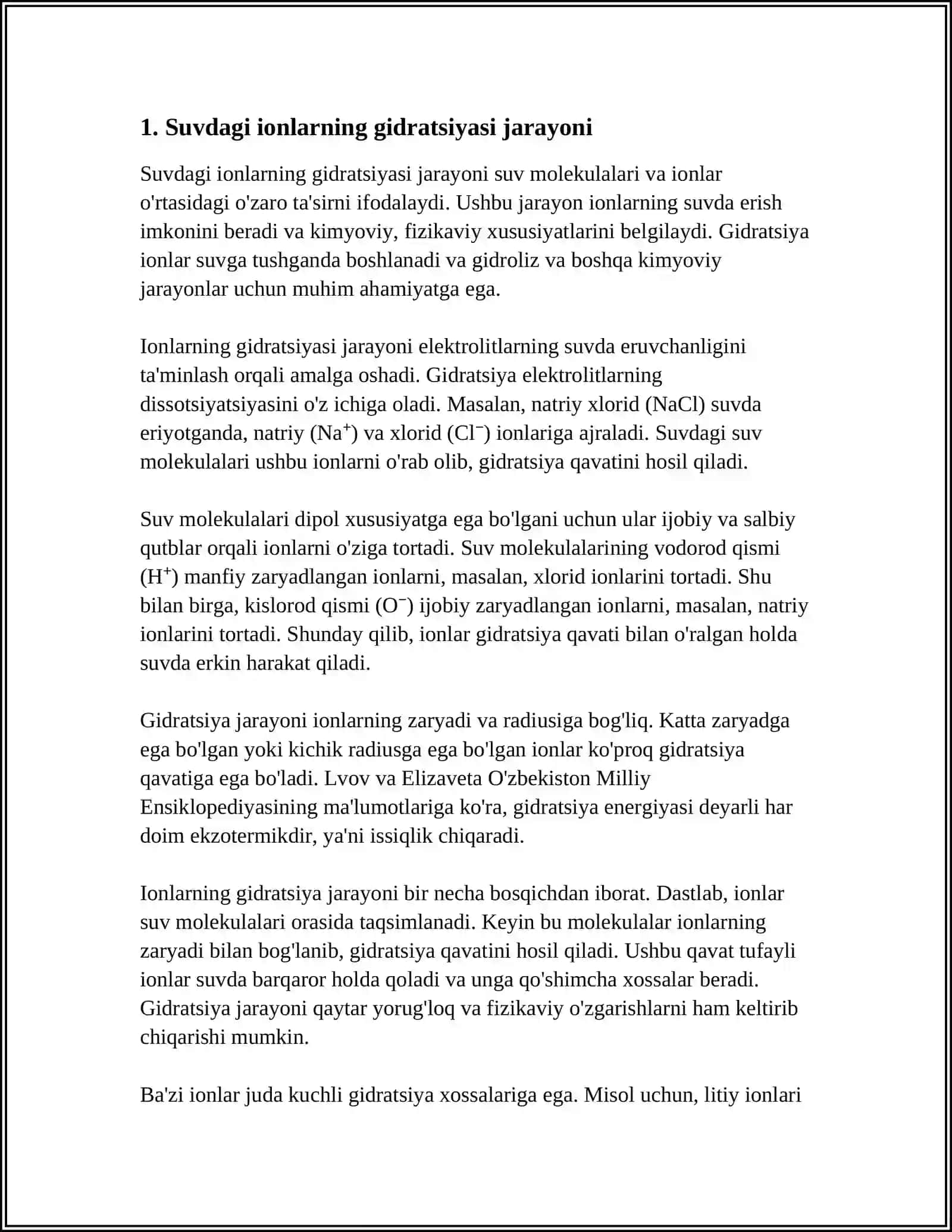 SUVDAGI IONLARNING GIDRATSIYASI VA STRUKTURASIGA TAʼSIRI 4