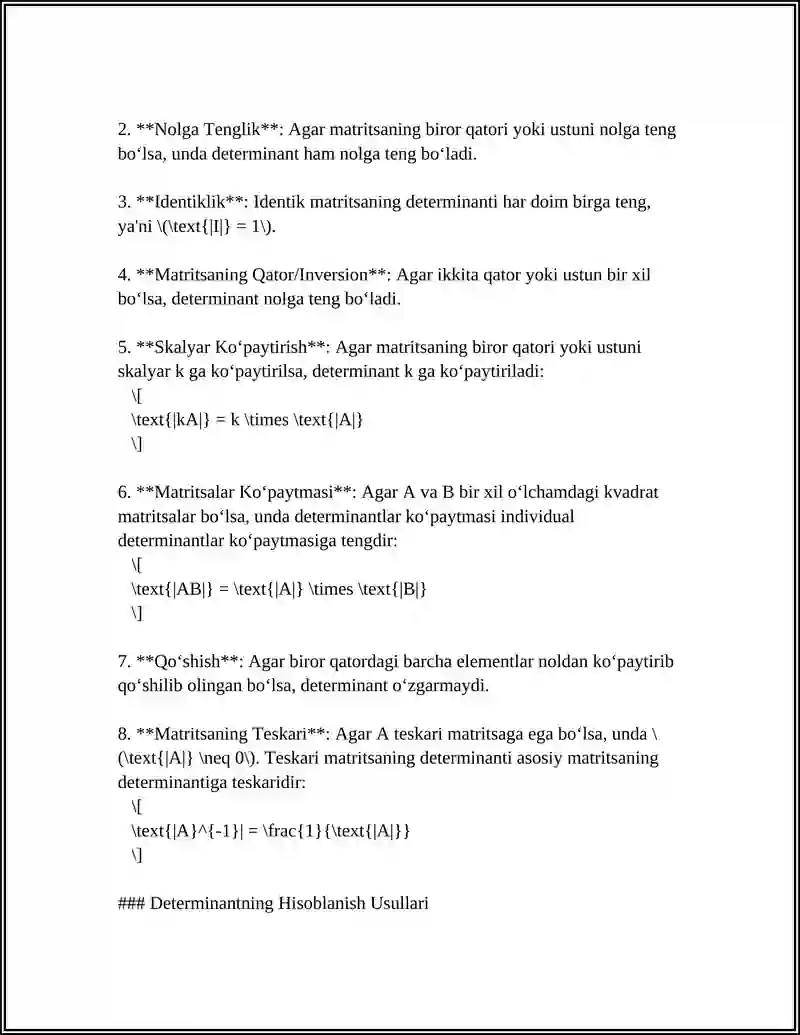 YUQORI DETERMINANTLAR 4