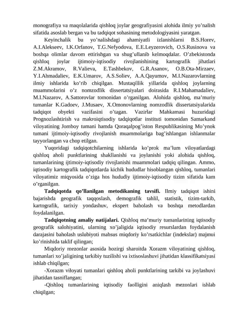 "QISHLOQ, MA’MURIY TUMANLARNING YIRIK MASSHTABLI IJTIMOIY-IQTISODIY KARTALARINI TUZISH" 4