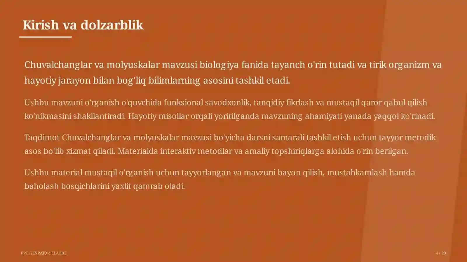 Chuvalchanglar va molyuskalar (7-sinf) 4
