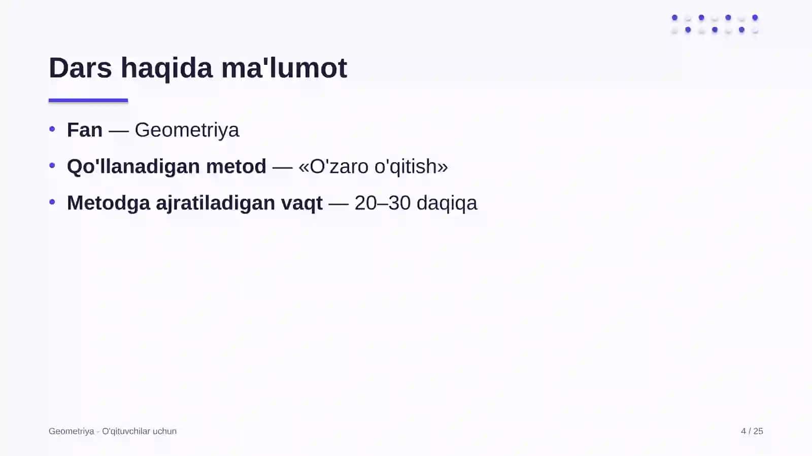 geometriya darslarida o'zaro o'qitish metodidan foydalanish 8034 4